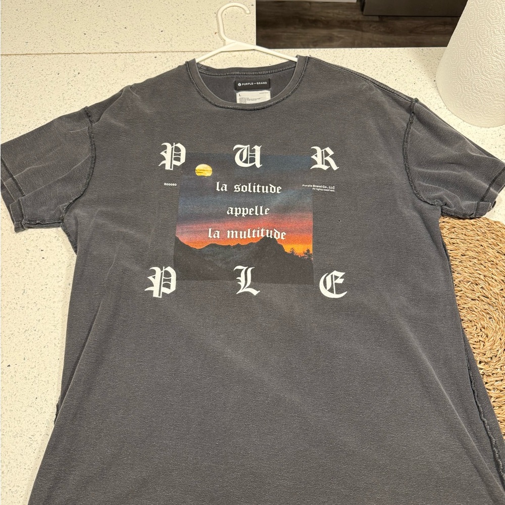 PURPLE Brand Men's Short-Sleeve Graphic Tee in Charcoal